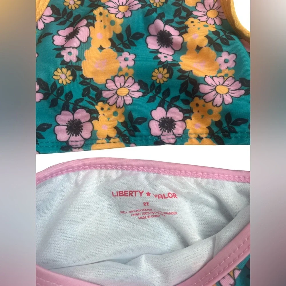 Liberty Valor Girl’s Floral Bikini Set - Yellow and Purple. Size: 2T. NWT - Picture 3 of 4